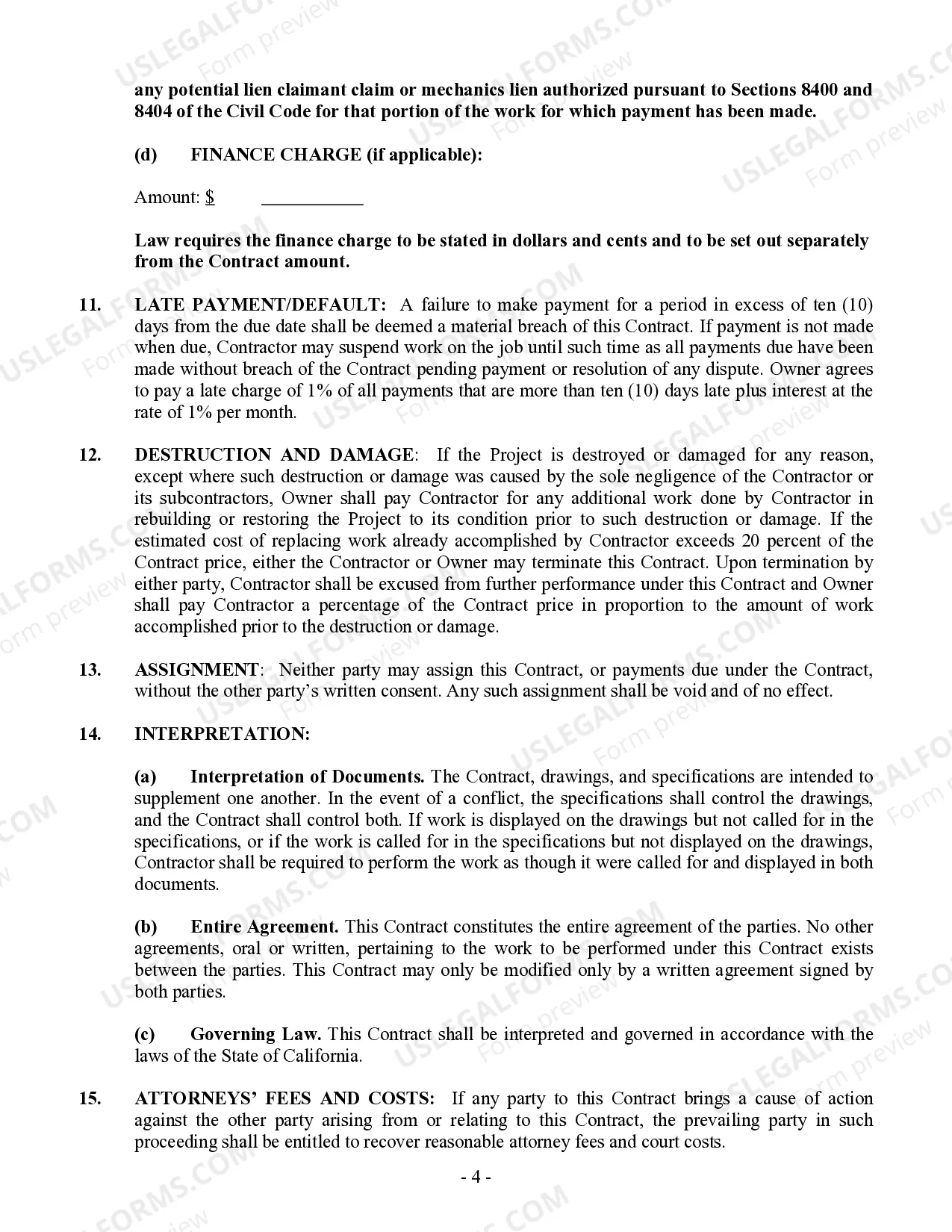 Preview Flooring Contract for Contractor