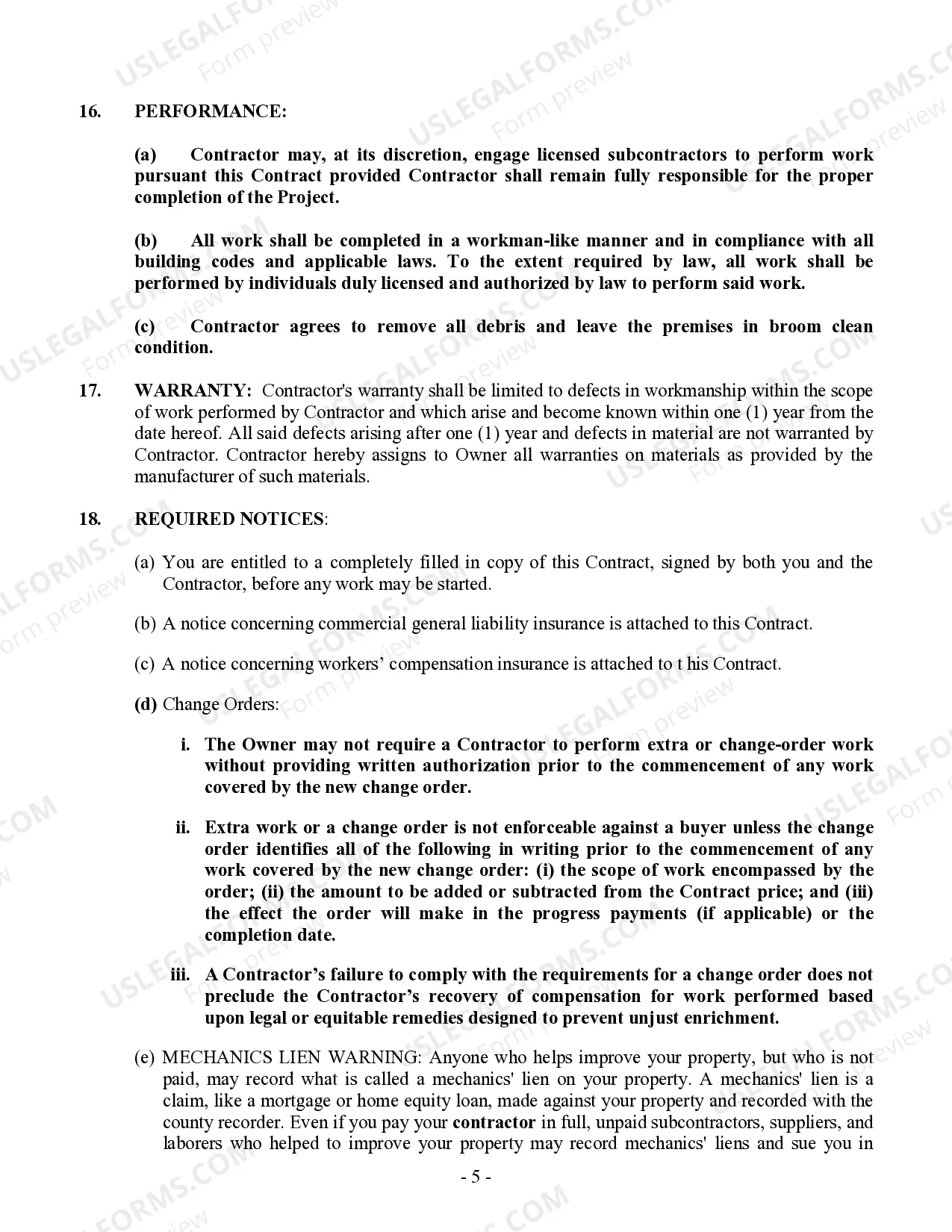 Preview Flooring Contract for Contractor