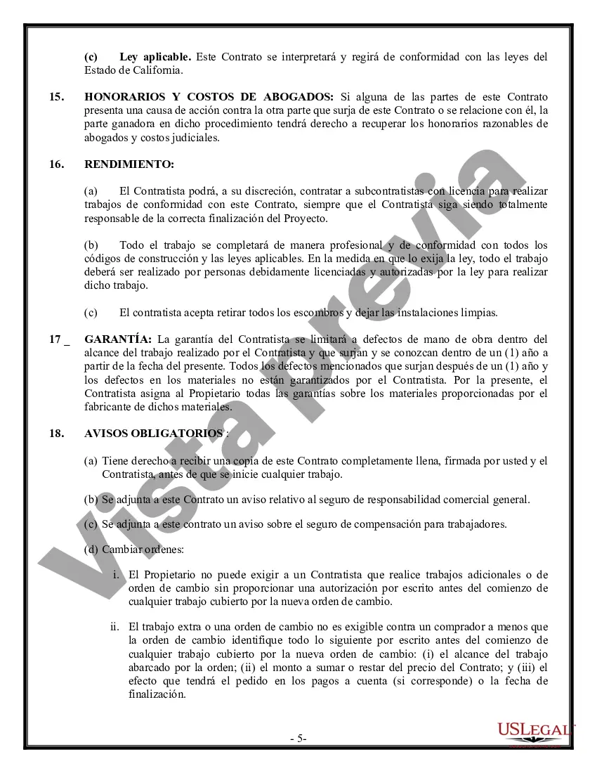 Preview Costo del contrato de mejora del hogar de construcción más o tarifa fija