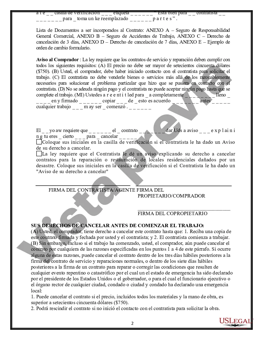 Preview Contrato de mejoras para el hogar de servicio y reparación de California
