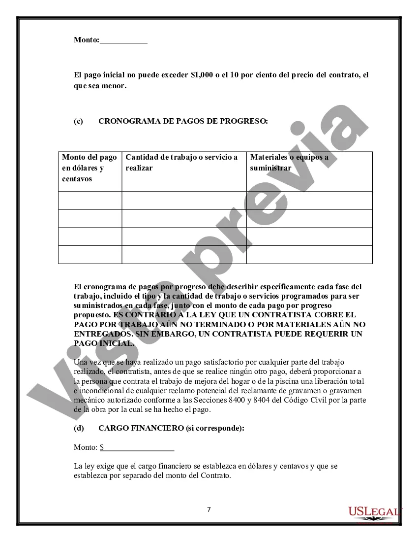 Preview Contrato de mejoras para el hogar de servicio y reparación de California
