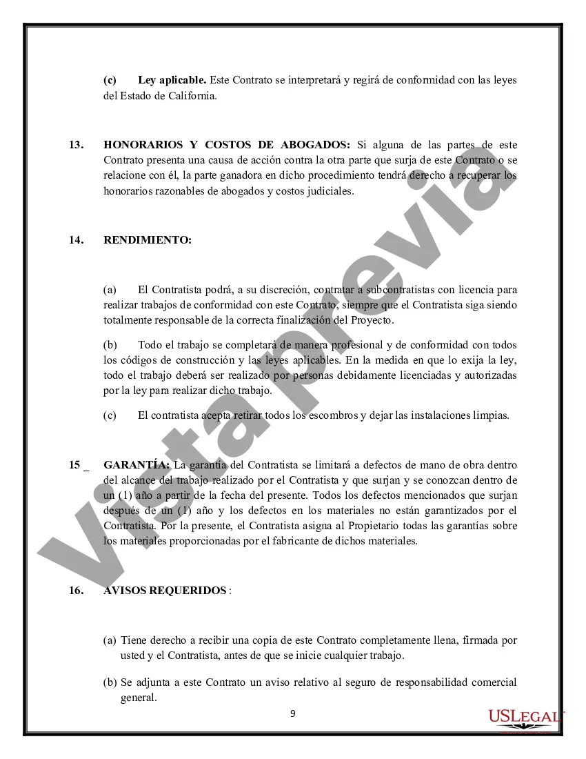 Preview Contrato de mejoras para el hogar de servicio y reparación de California