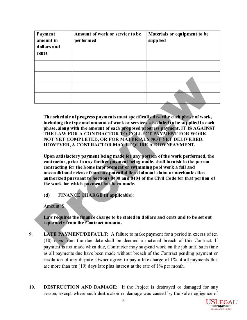 Get California Service and Repair Home Improvement Contract Preview California Service and Repair Home Improvement Contract