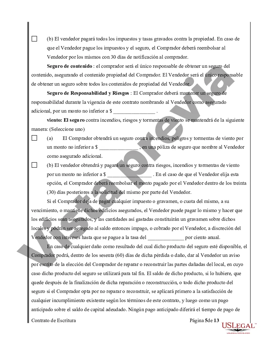 Preview Acuerdo o Contrato de Escritura de Venta y Compra de Bienes Raíces a/k/a Terreno o Contrato de Ejecución