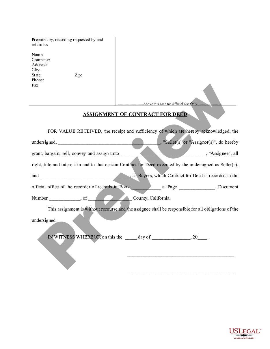 page 0 Assignment of Contract for Deed by Seller preview