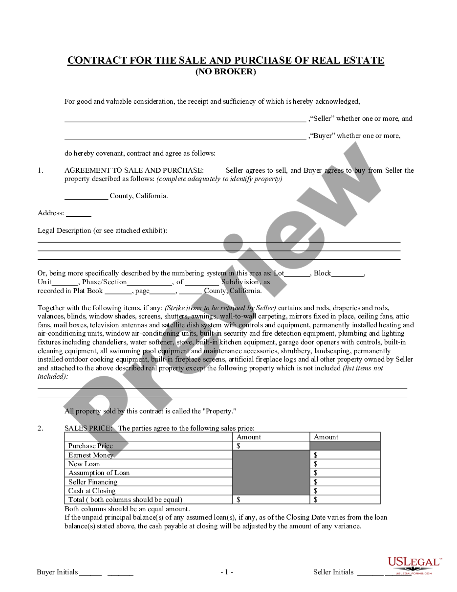 California Residential Purchase Agreement for Sale by Owner Buyers
