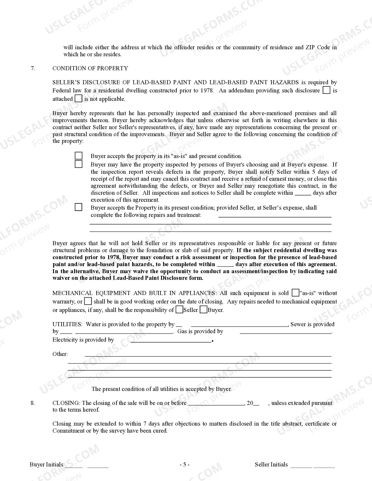 Preview Contract for Sale and Purchase of Real Estate with No Broker for Residential Home Sale Agreement
