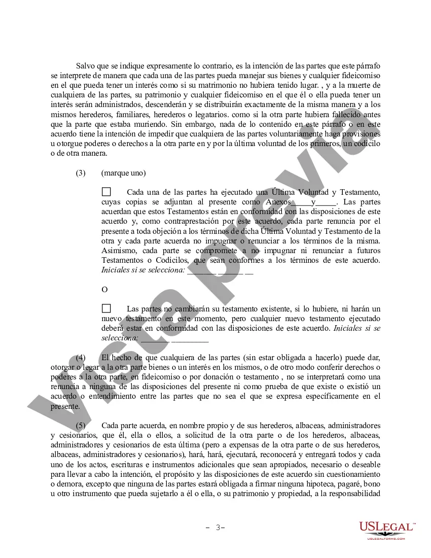 Preview Acuerdo prematrimonial prenupcial de California sin estados financieros