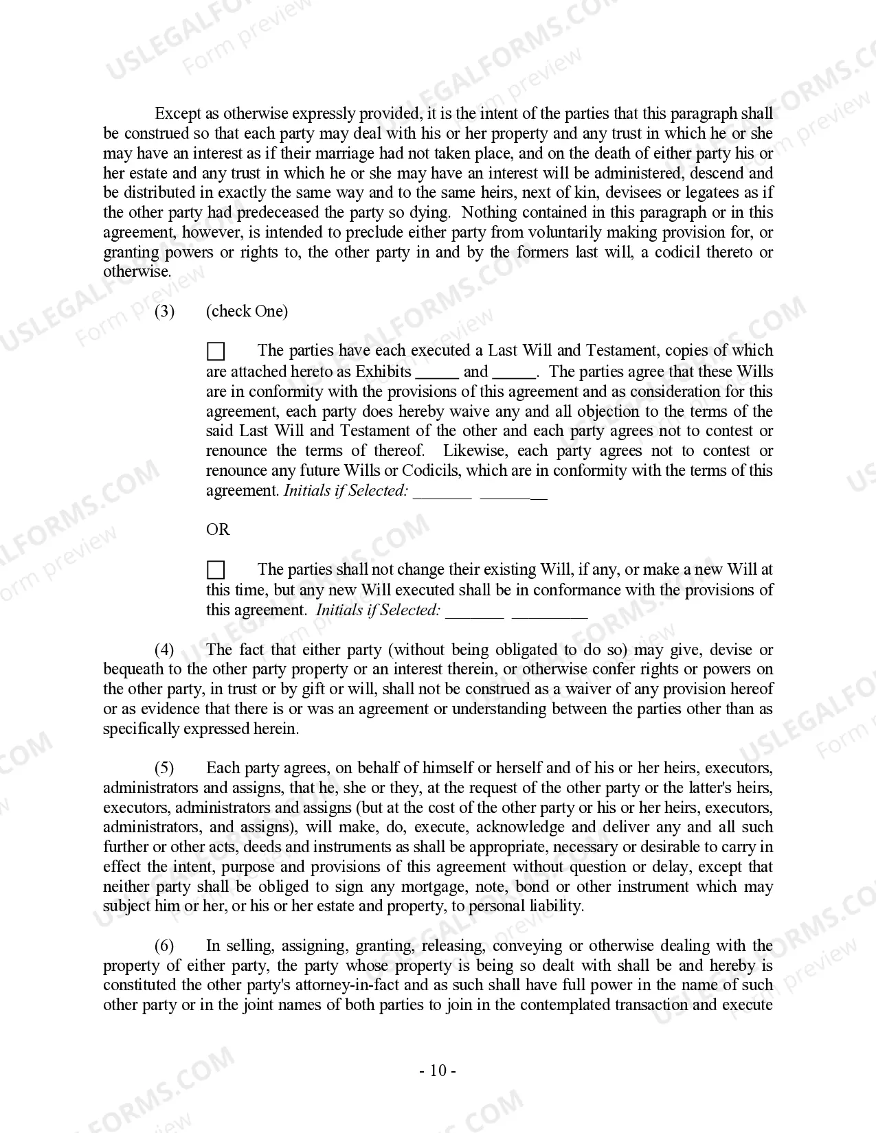 Preview California Prenuptial Premarital Agreement without Financial Statements