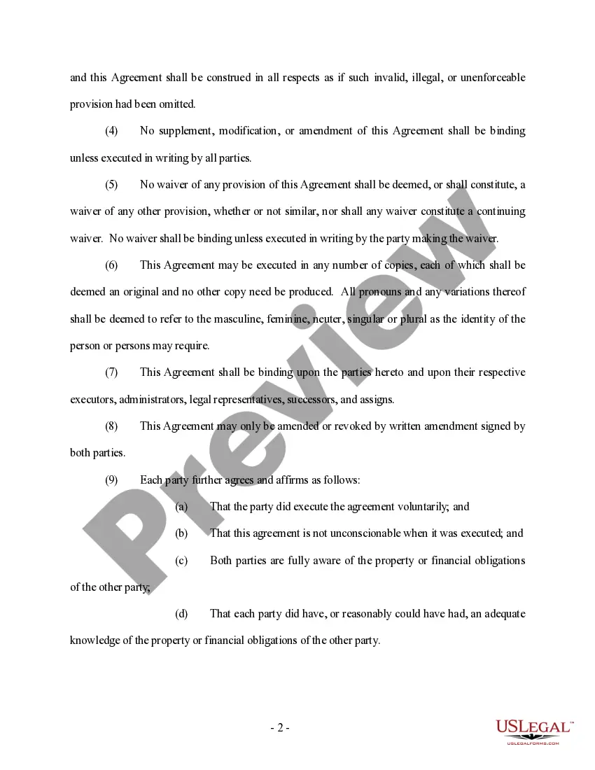 Preview Amendment to Prenuptial or Premarital Agreement