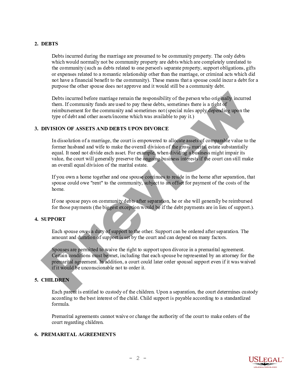 page 1 California Prenuptial Premarital Agreement with Financial Statements - No Children or Business preview