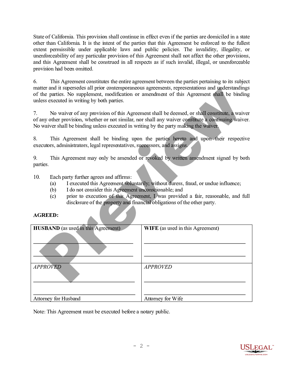 page 7 California Prenuptial Premarital Agreement with Financial Statements - No Children or Business preview