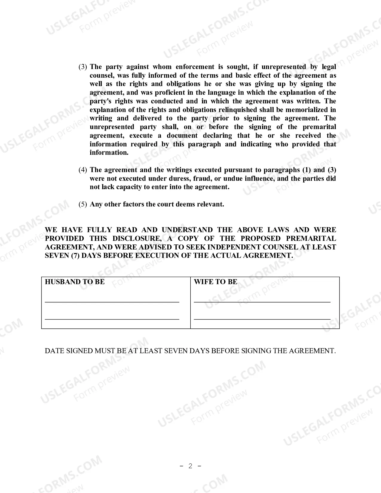 Preview California Prenuptial Premarital Agreement with Financial Statements - No Children or Business