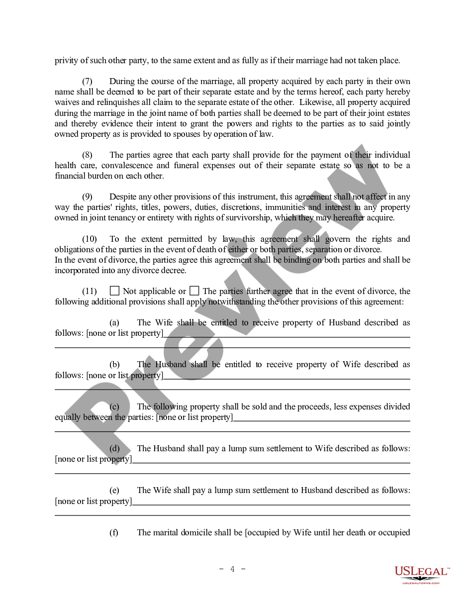 page 9 California Prenuptial Premarital Agreement with Financial Statements preview
