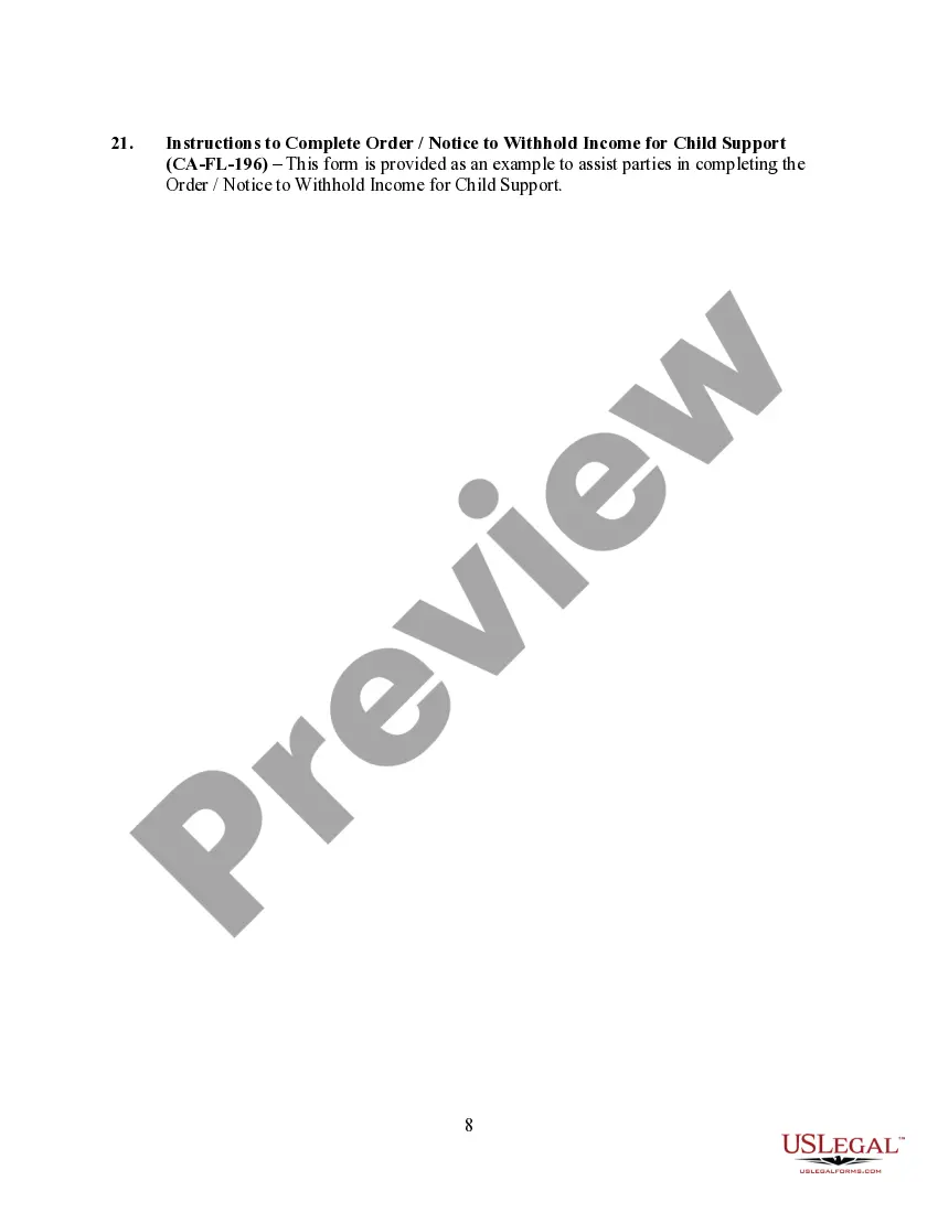 Preview California No-Fault Agreed Uncontested Divorce Package for Dissolution of Marriage for people with Minor Children
