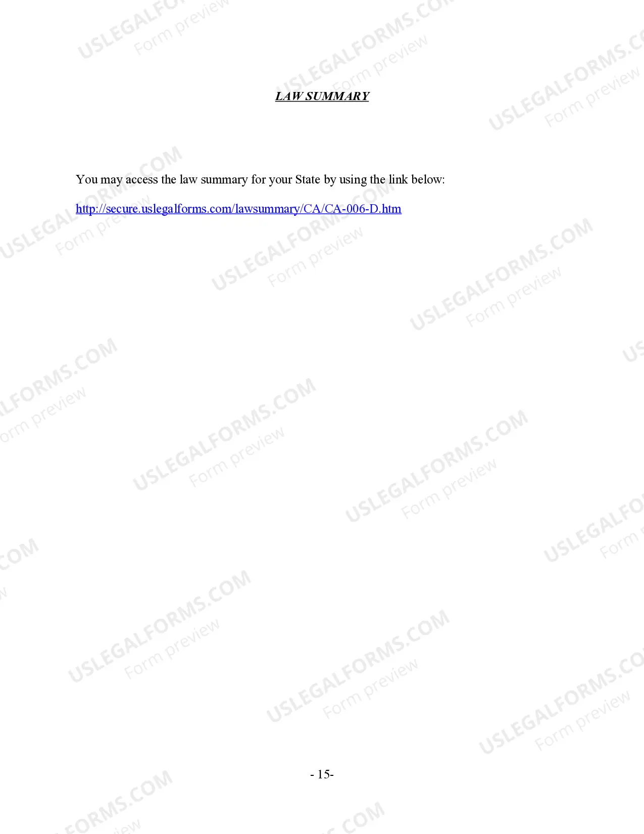 Preview California Summary Dissolution of Marriage Package with No Children - Divorce