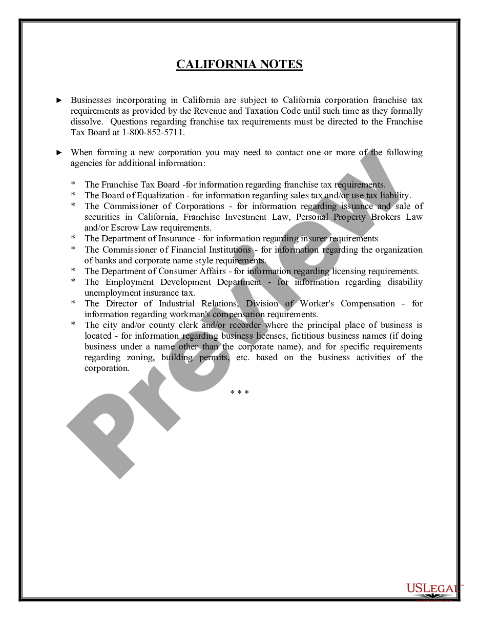 page 7 Professional Corporation Package for California preview