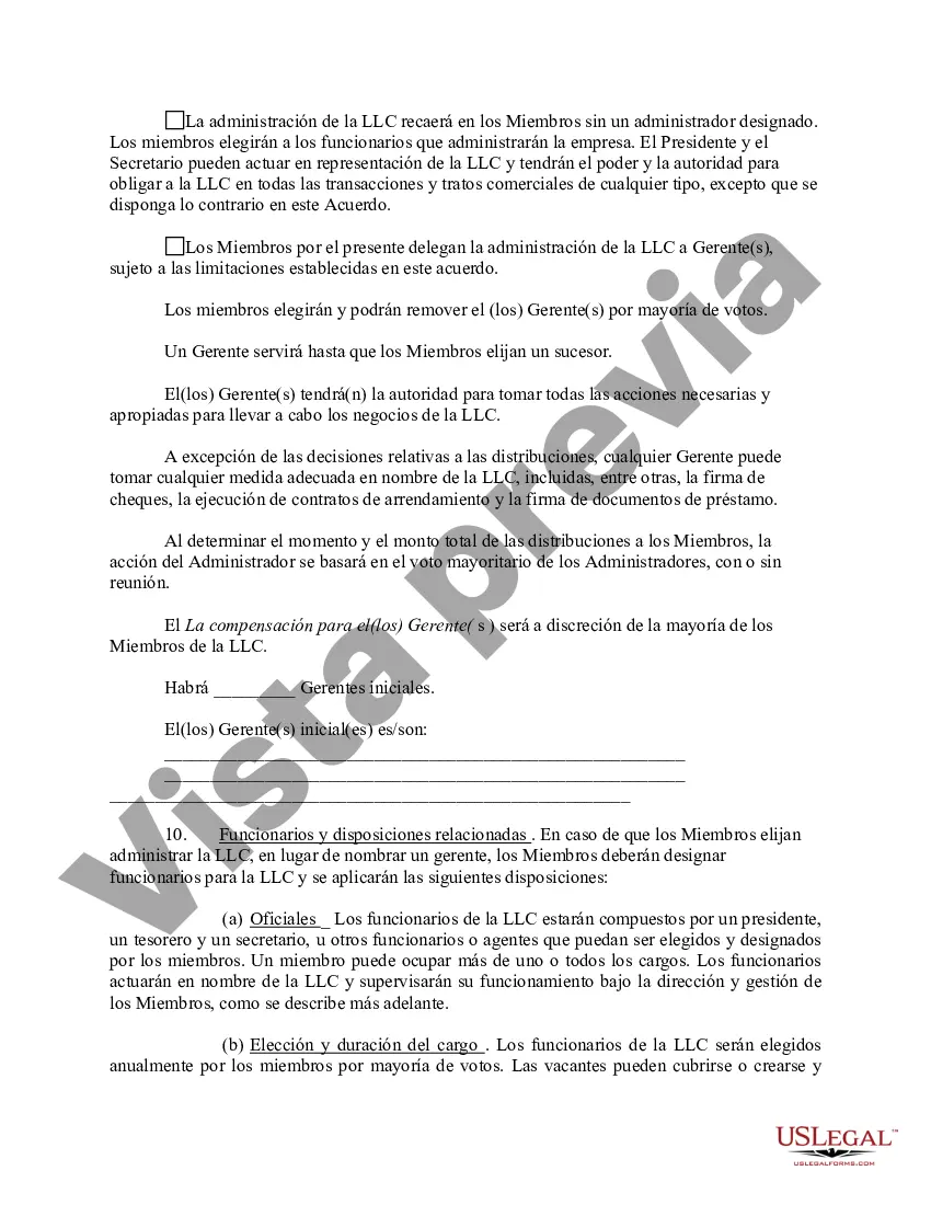 Preview Acuerdo Operativo de Sociedad de Responsabilidad Limitada LLC