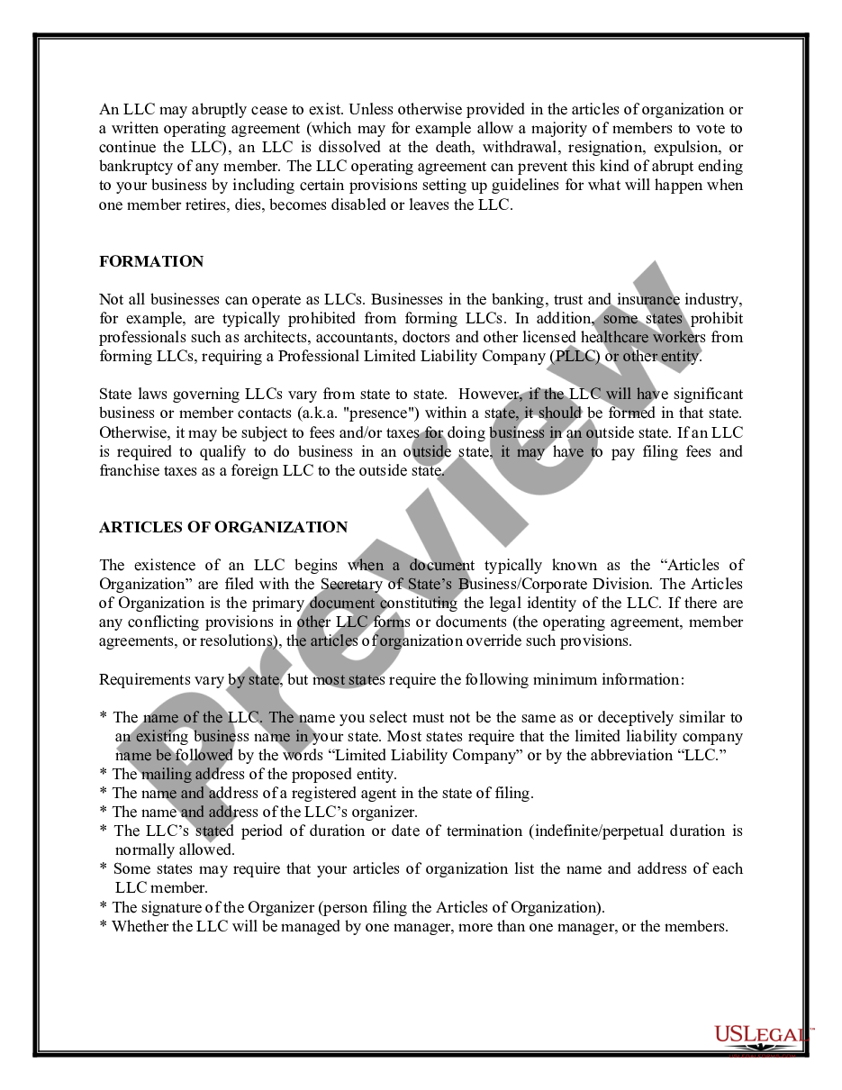 page 3 California Limited Liability Company LLC Formation Package preview