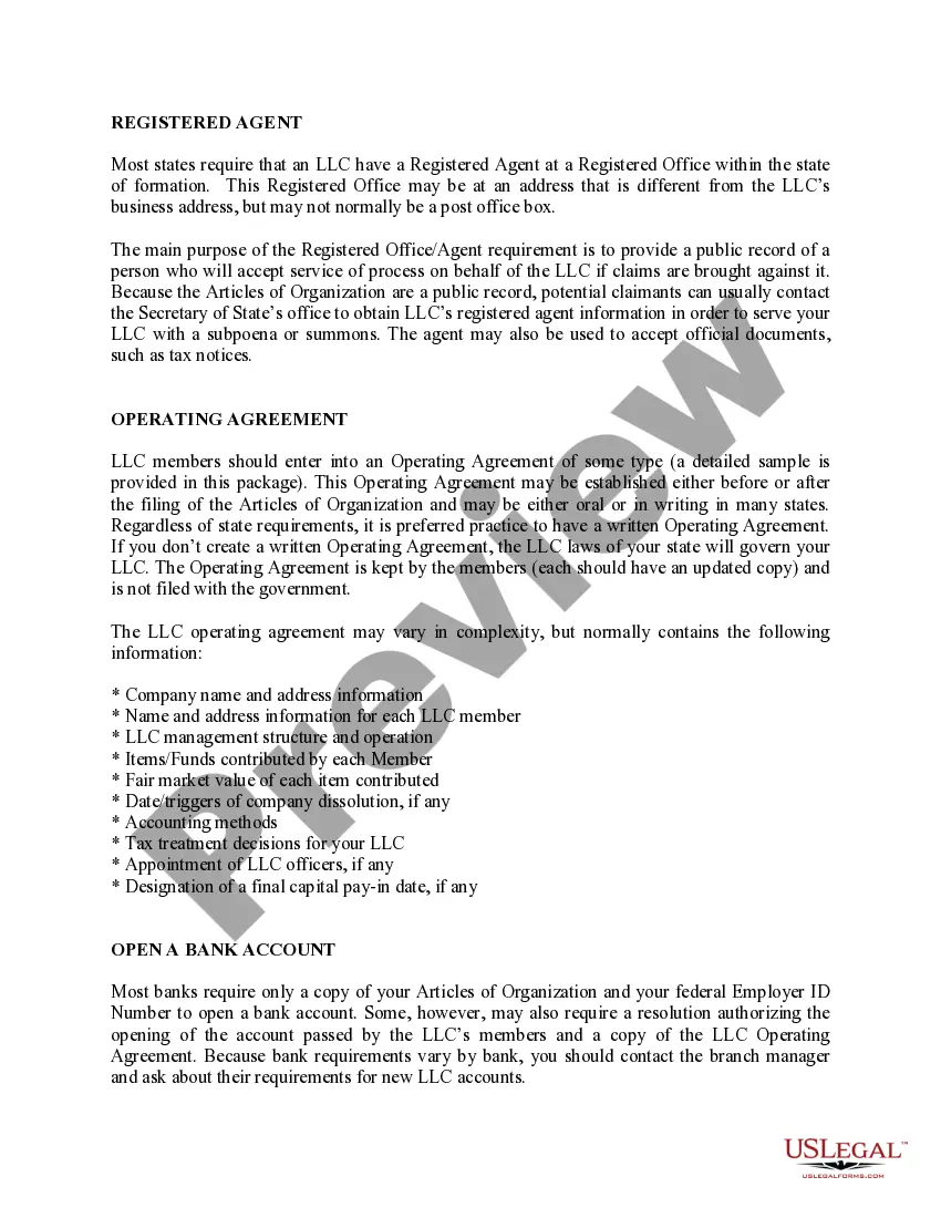 Preview California Limited Liability Company LLC Formation Package