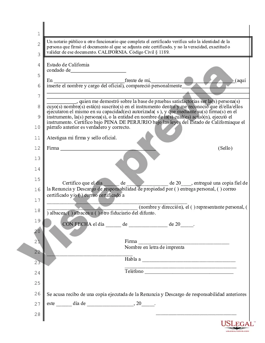 Preview Renuncia y renuncia de propiedad de California por testamento por testamento