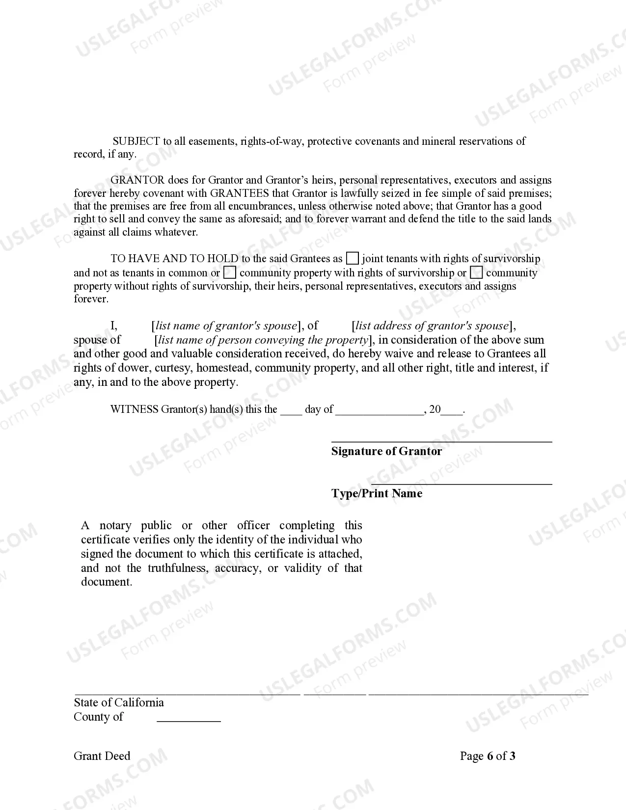 Preview Grant Deed from Individual to Husband and Wife