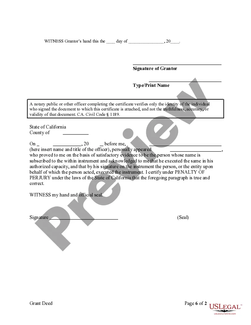Preview Grant Deed From Individual to Two Individuals as Tenants in Common