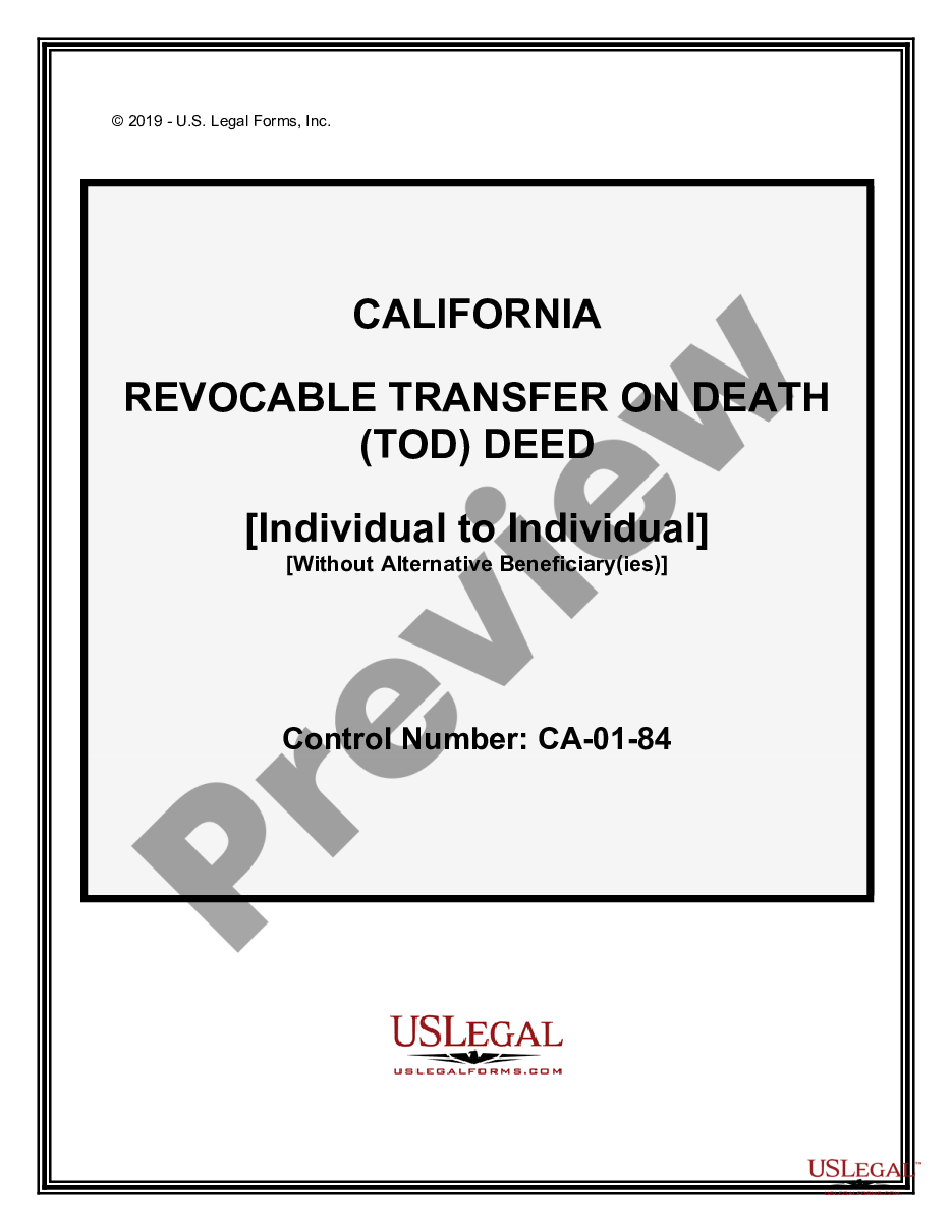 California Revocable Transfer on Death Deed Transfer On Death Deed
