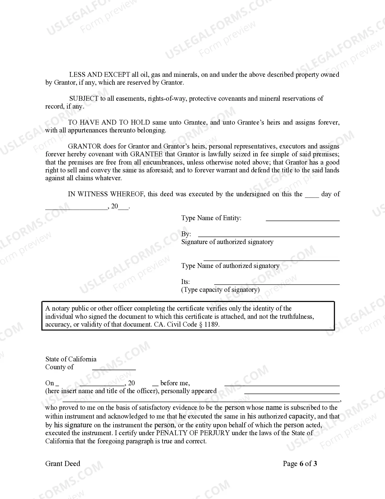 Preview Grant Deed from Corporation to Individual