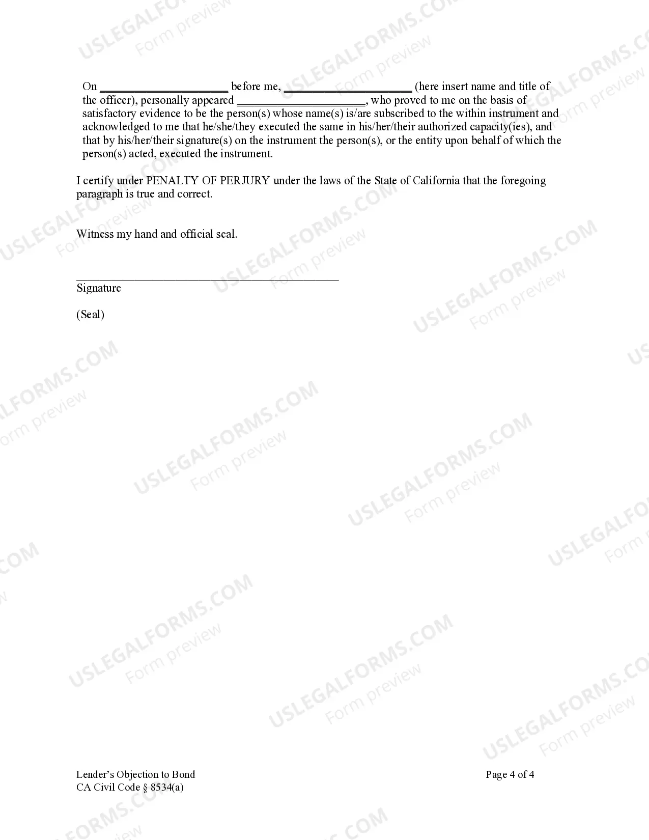 Preview Lender's Objection to Bond - Construction Liens - Individuals