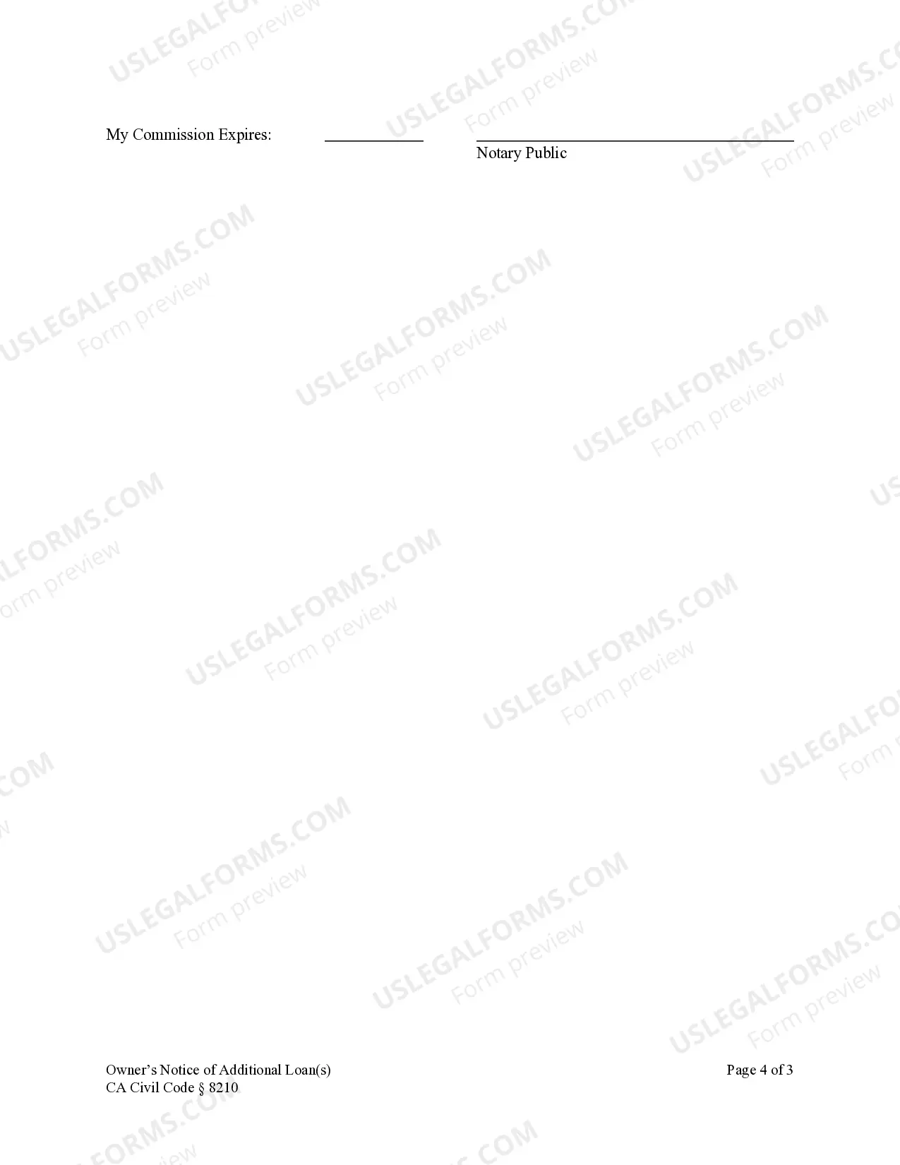 Preview Owner's Notice of Increase in Construction Costs - Individual