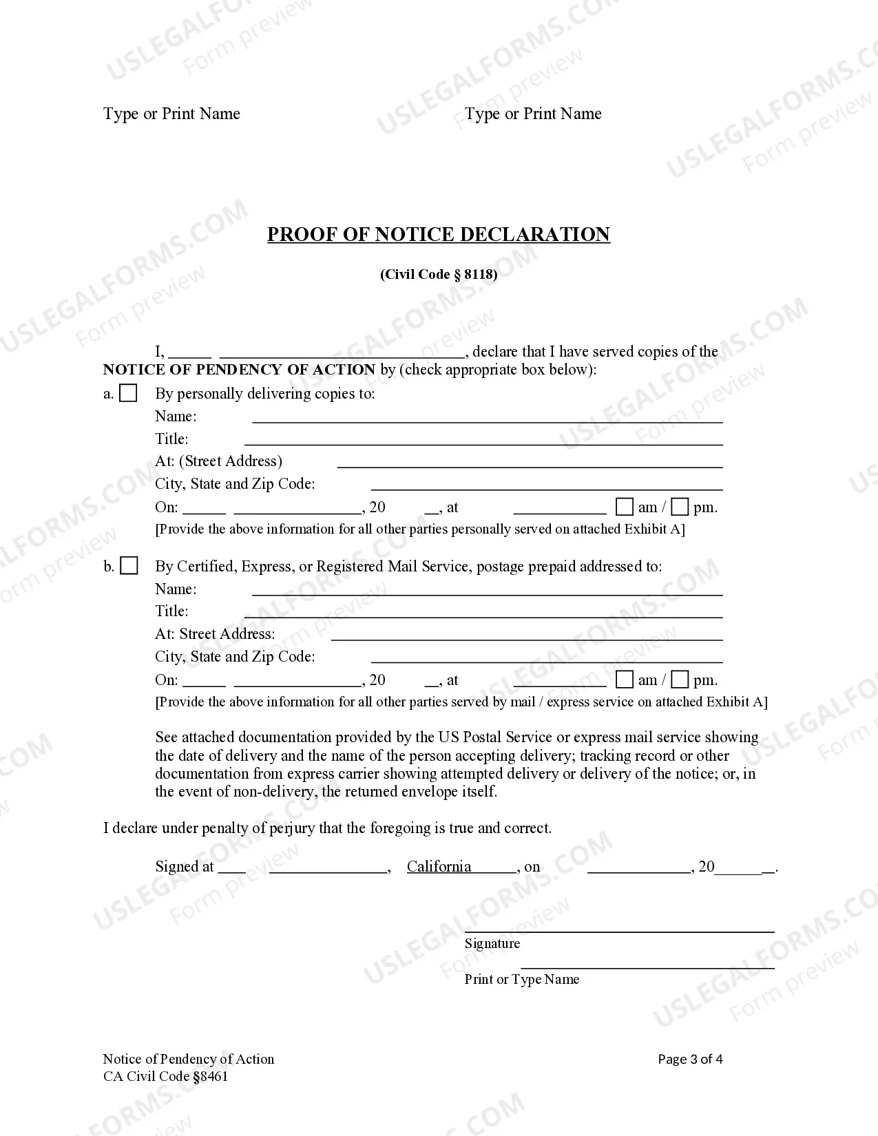 Preview Notice of Lis Pendens - Individual