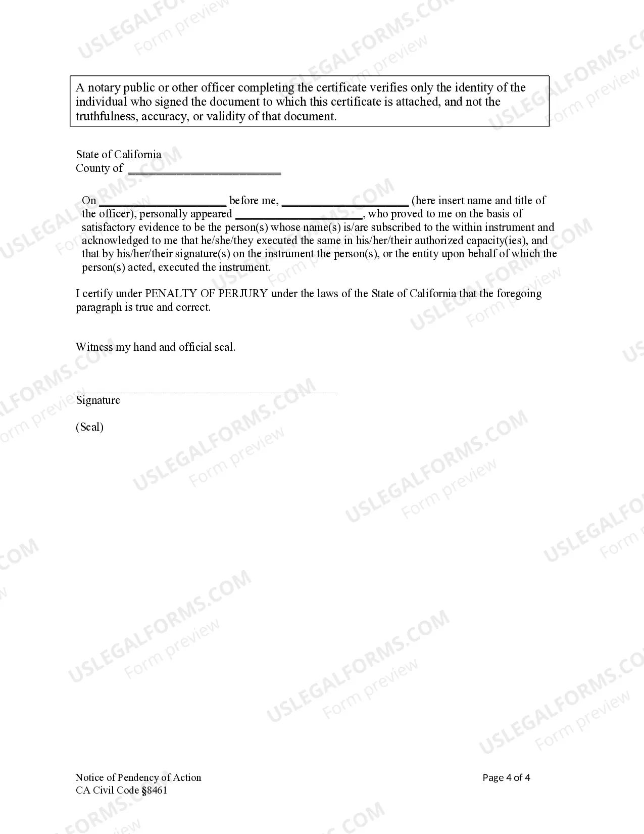 Preview Notice of Lis Pendens - Individual