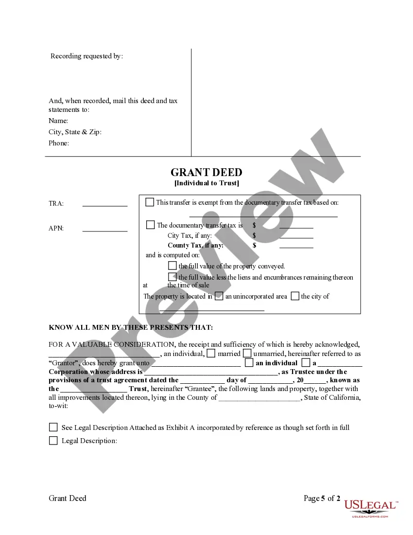 Preview Grant Deed from Individual to Trust