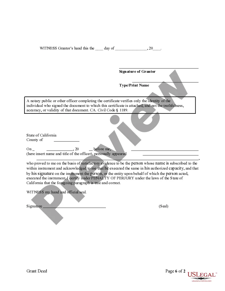 Preview Grant Deed from Individual to Trust