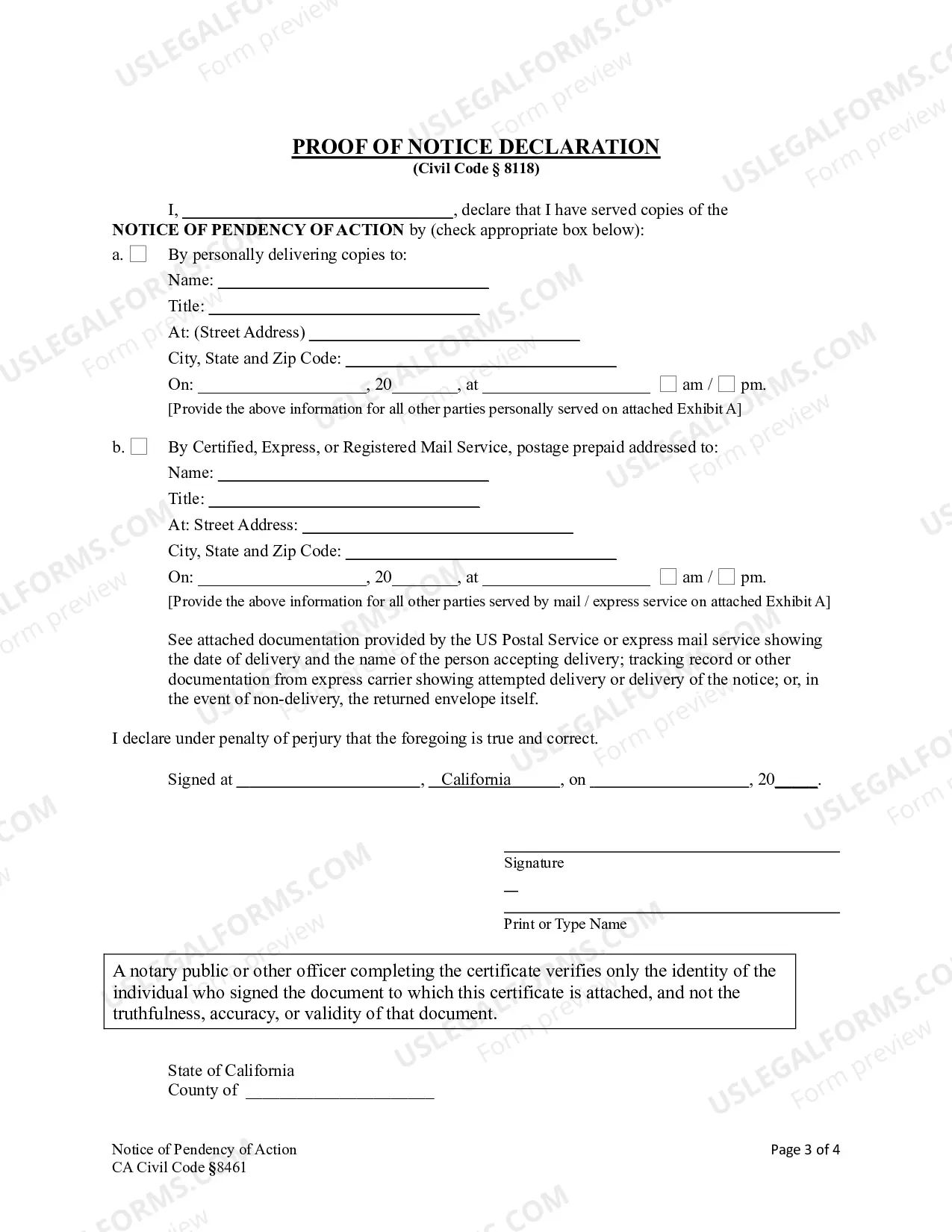 Preview Notice of Lis Pendens - Corporation