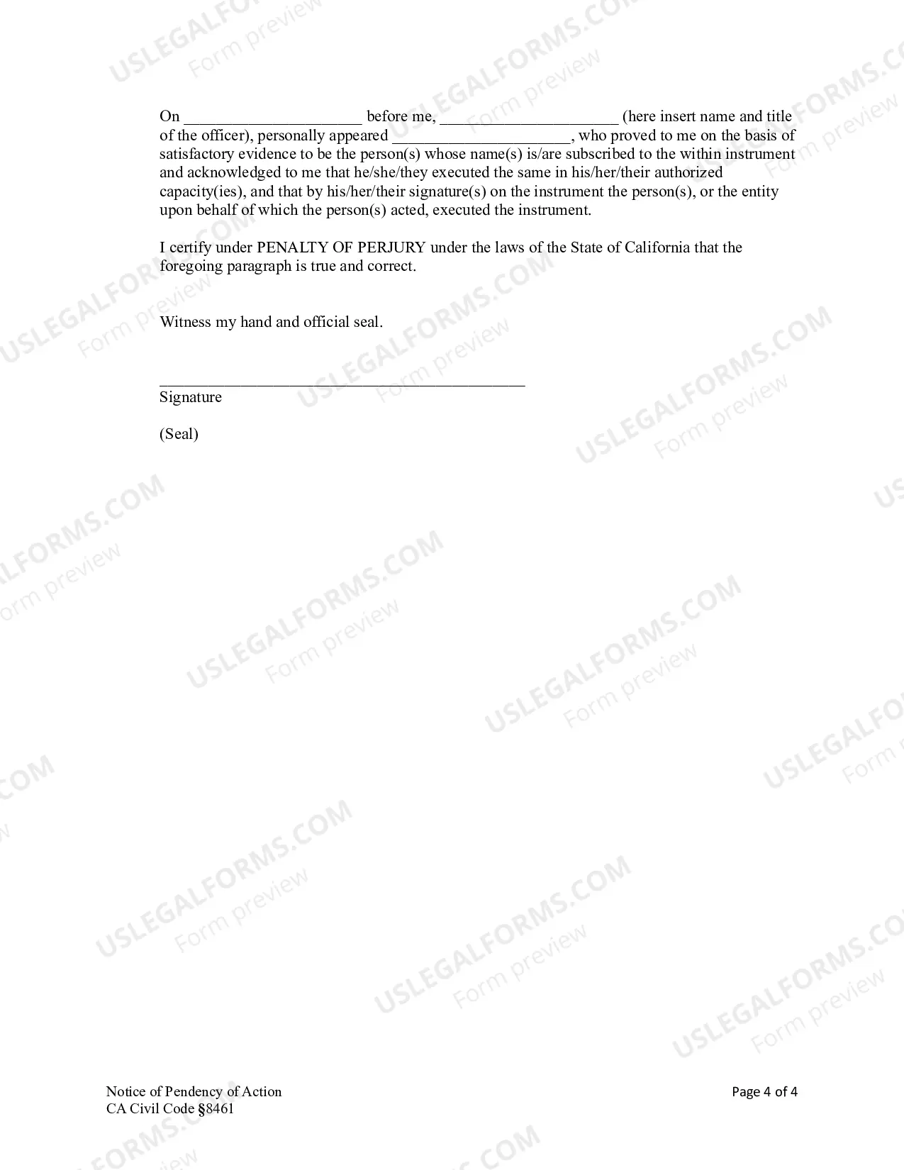 Preview Notice of Lis Pendens - Corporation