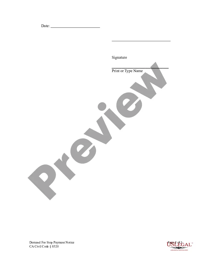 Preview Demand for Stop Notice - Individual