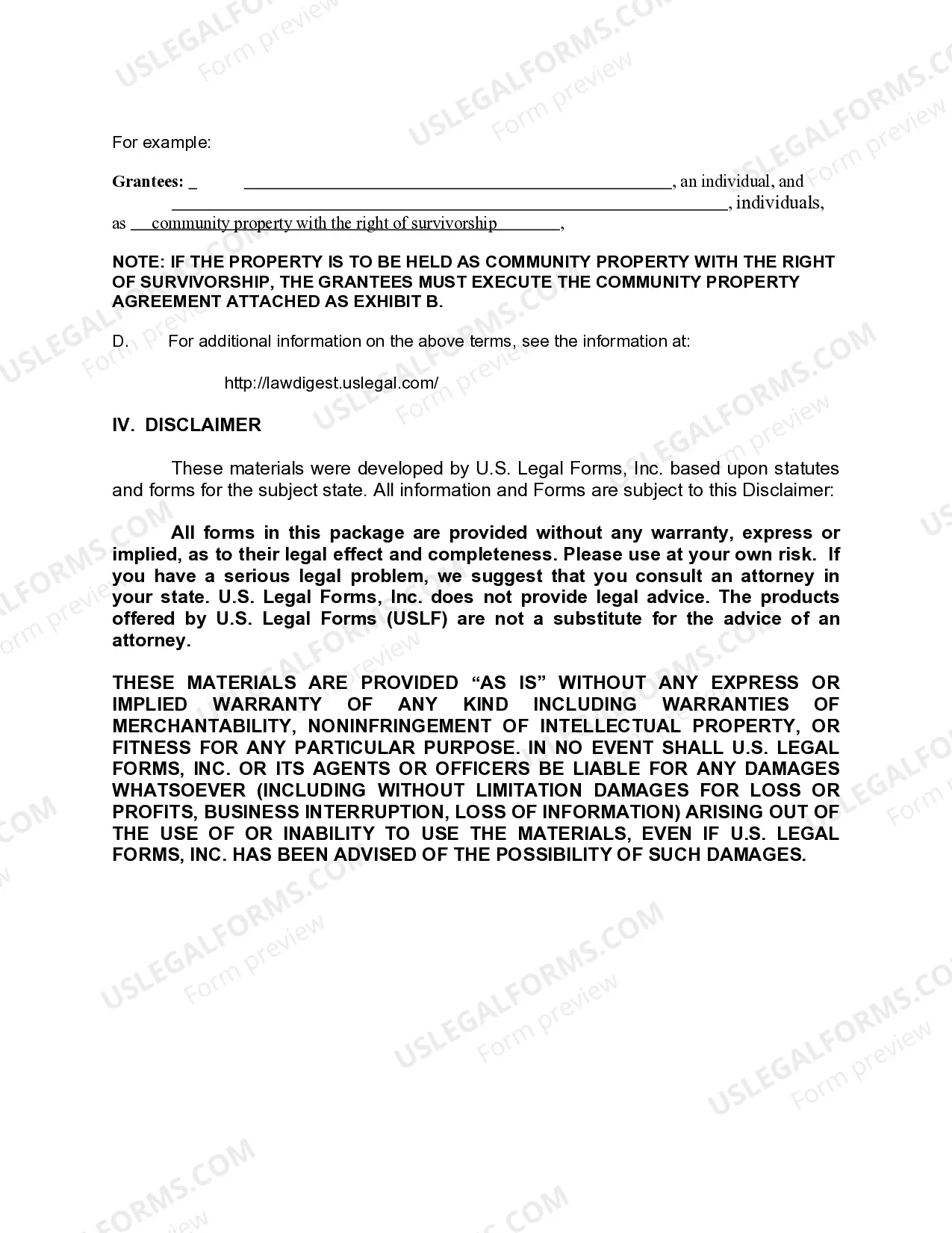 Preview Grant Deed from Husband to Himself and Wife