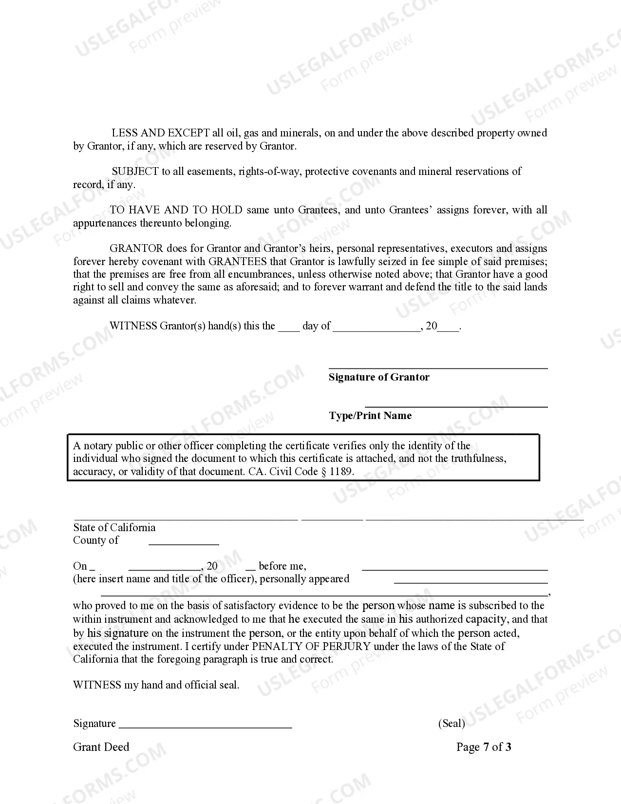 Preview Grant Deed from Husband to Himself and Wife