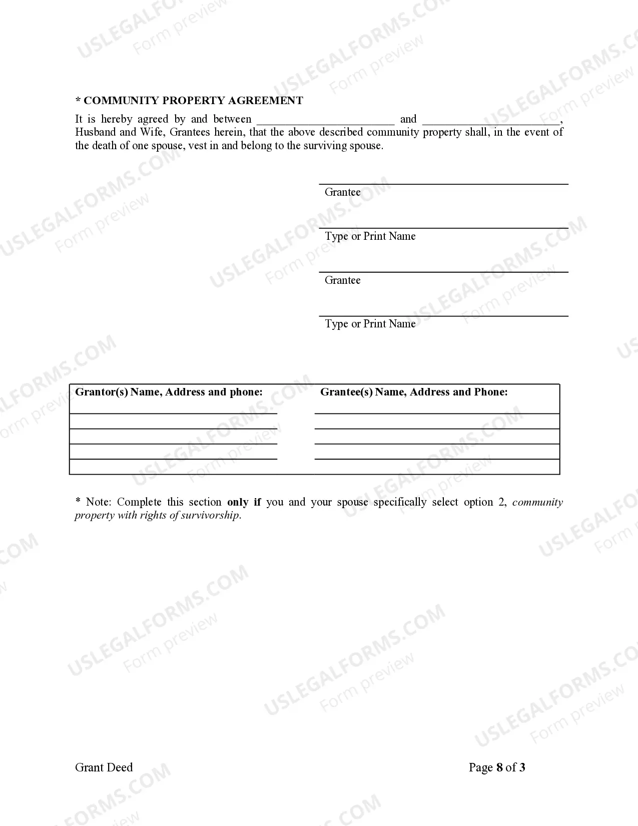 Preview Grant Deed from Husband to Himself and Wife