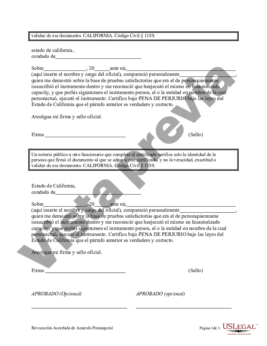 Preview Revocación del Acuerdo de Propiedad Postnupcial - California
