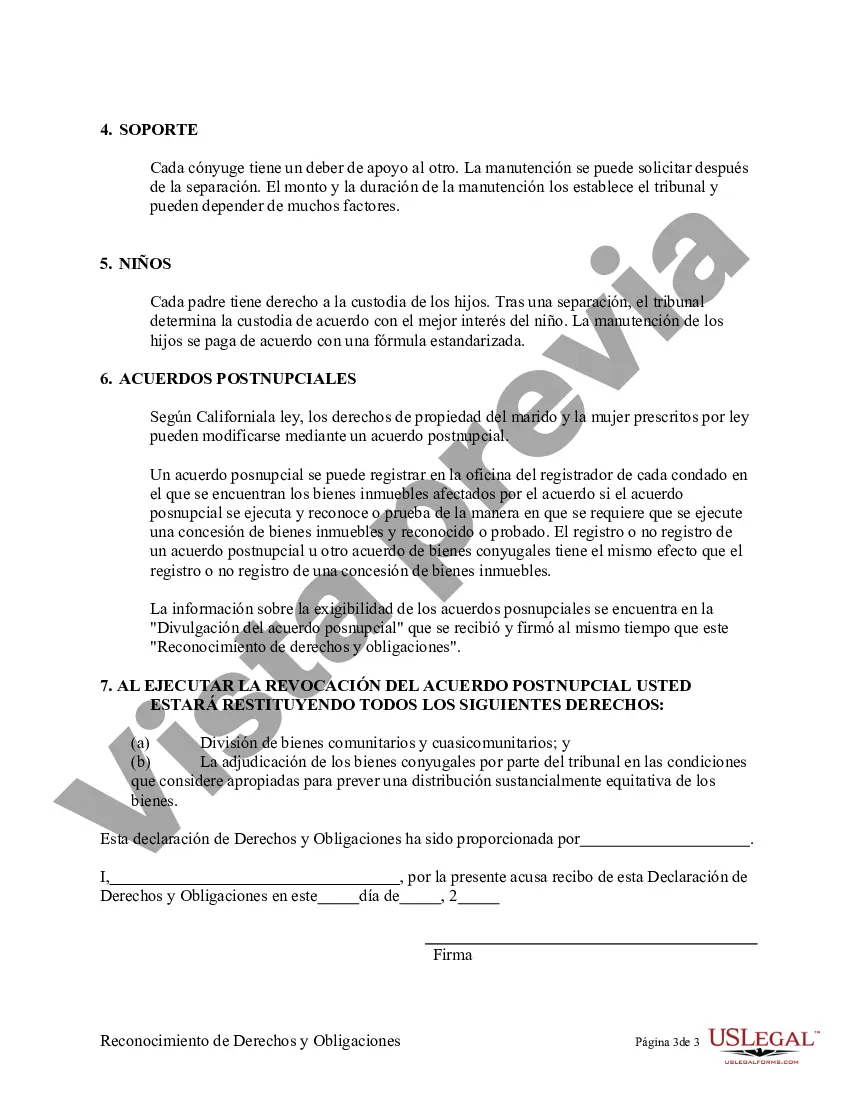 Preview Revocación del Acuerdo de Propiedad Postnupcial - California