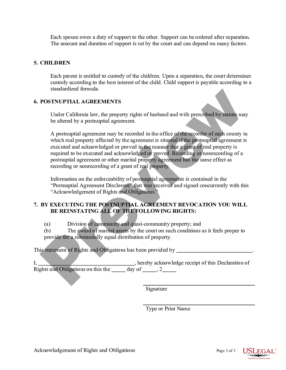 page 2 Revocation of Postnuptial Property Agreement - California preview