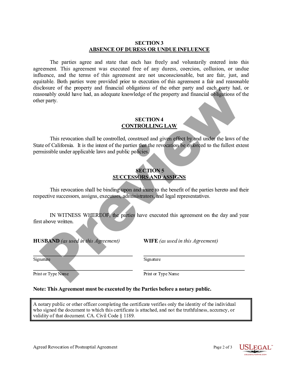 page 7 Revocation of Postnuptial Property Agreement - California preview