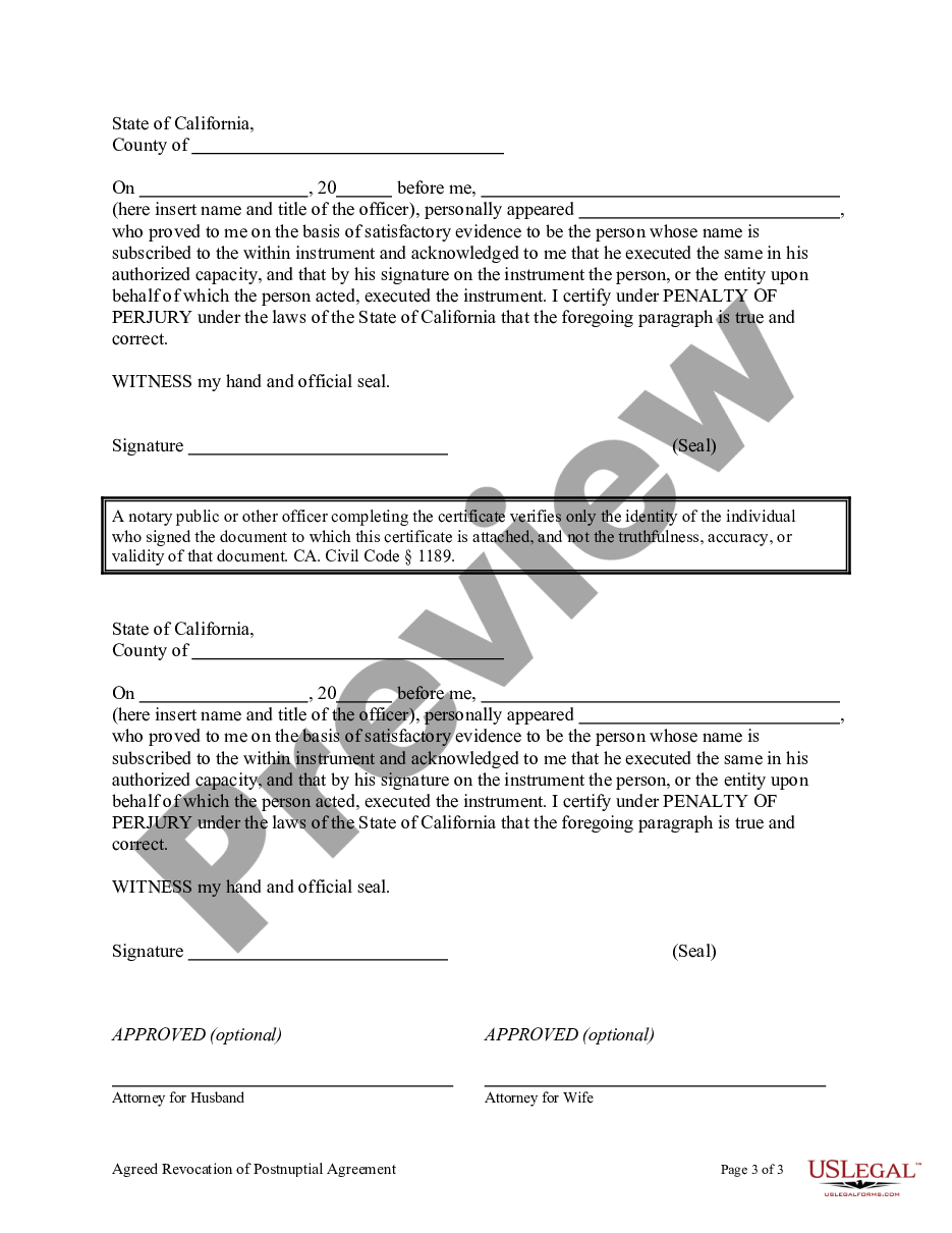 page 8 Revocation of Postnuptial Property Agreement - California preview