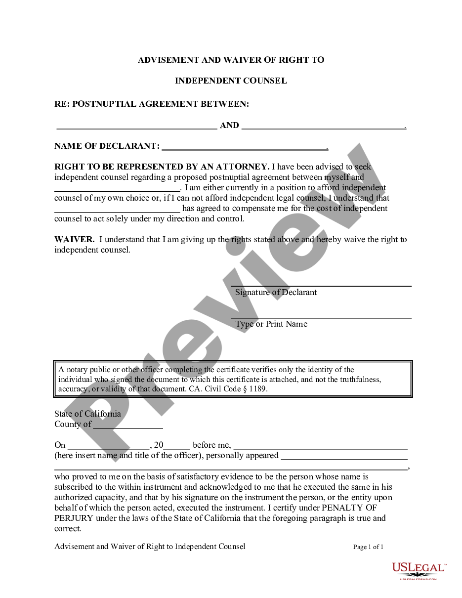 page 3 Postnuptial Property Agreement - California preview