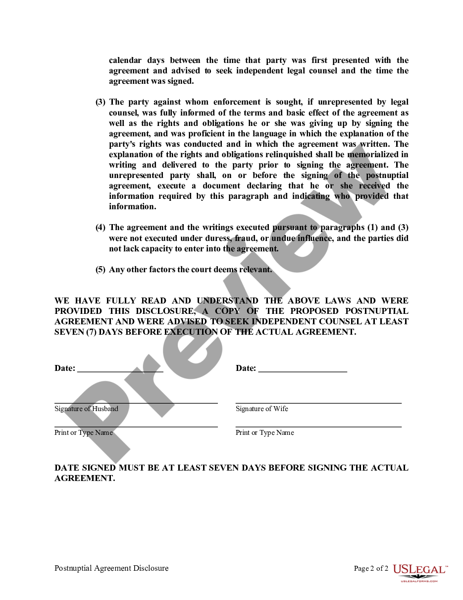 page 6 Postnuptial Property Agreement - California preview