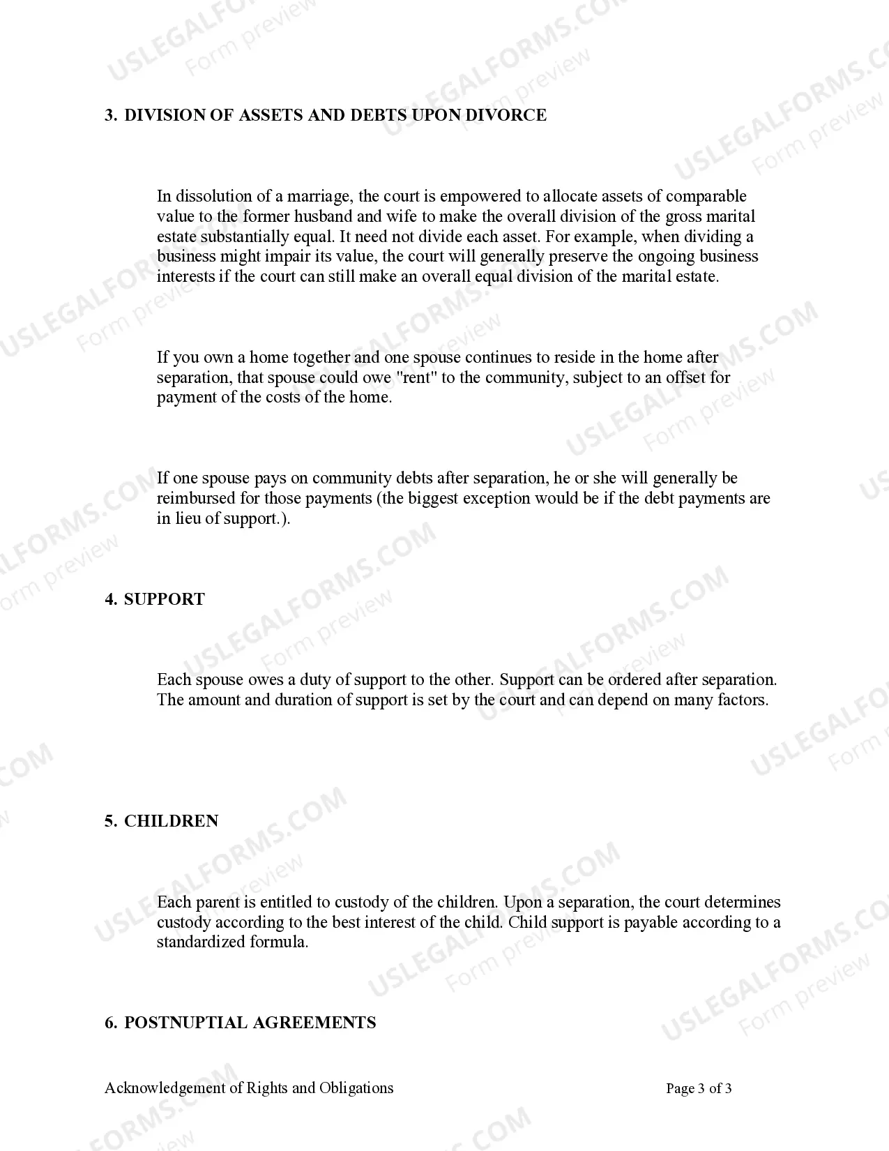Preview Postnuptial Property Agreement