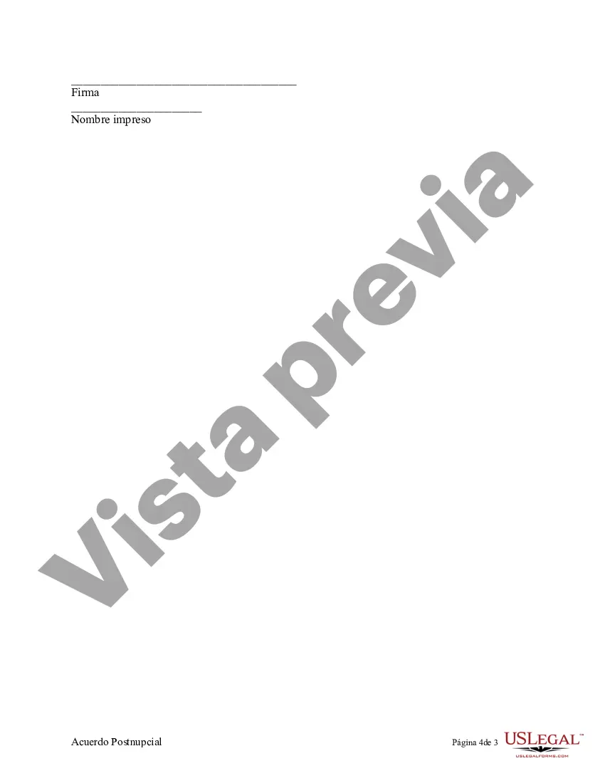 Preview Enmienda al Acuerdo de propiedad posnupcial - California